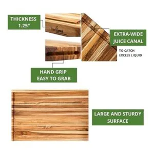 BEEFURNI Tabla de cortar de madera de teca con agarre de_4
