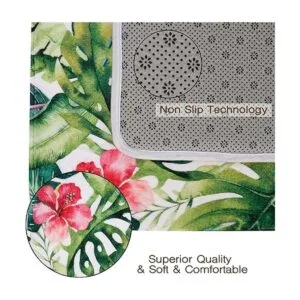 Alfombra de baño Livilan con diseño de flamencos y hojas