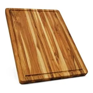 BEEFURNI Tabla de cortar de madera de teca con agarre de_1