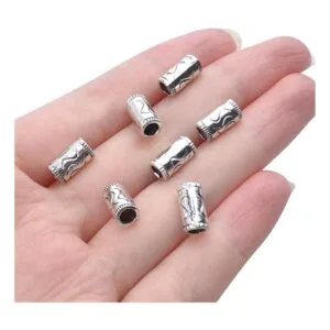 100 cuentas espaciadoras de plata tibetana tubo de