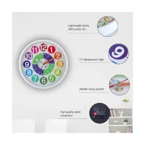 CIGERA Reloj de pared educativo de 12 pulgadas para niños