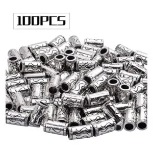 100 cuentas espaciadoras de plata tibetana tubo de