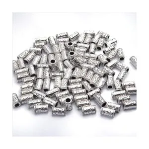 100 cuentas espaciadoras de plata tibetana tubo de