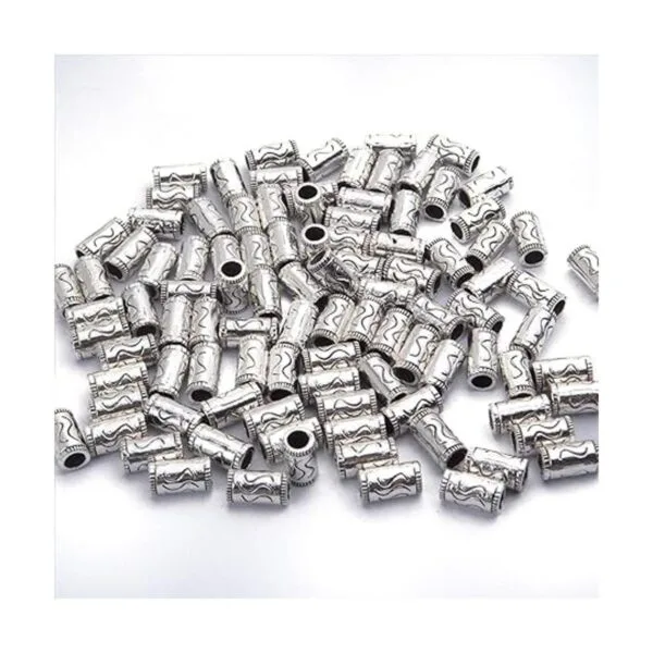 100 cuentas espaciadoras de plata tibetana tubo de