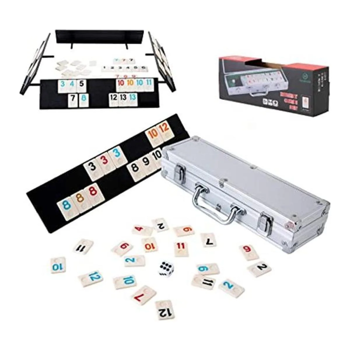 Homwom Juego de 106 azulejos Rummy Juego de mesa Rummy de_1