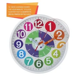 CIGERA Reloj de pared educativo de 12 pulgadas para niños