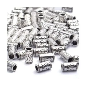 100 cuentas espaciadoras de plata tibetana tubo de