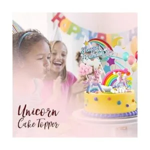 MOVINPE Decoración de pastel de unicornio 2 esculturas de_6