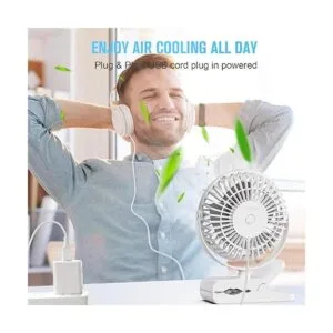BESKAR Ventilador de clip alimentado por USB rotación de