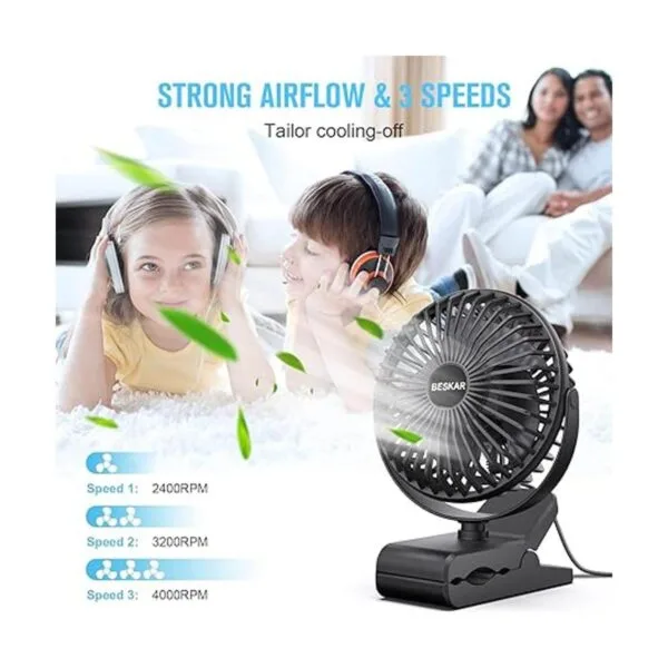 BESKAR Ventilador de clip de 6 pulgadas ventilador