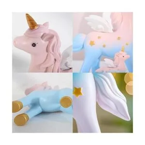 MOVINPE Decoración de pastel de unicornio 2 esculturas de_4