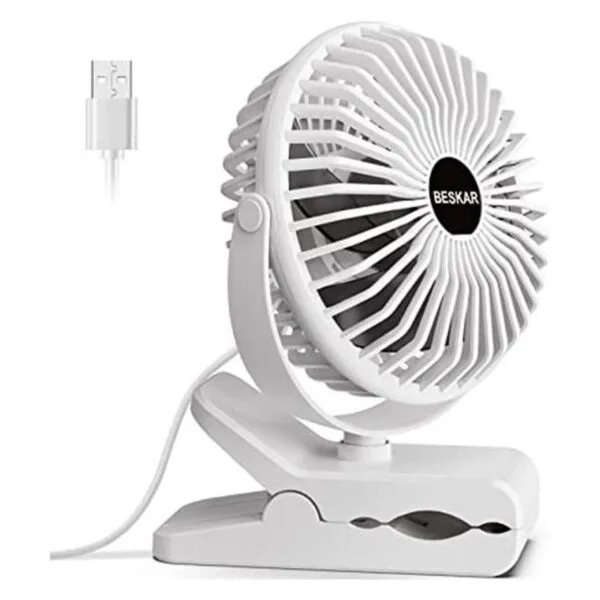 BESKAR Ventilador de clip alimentado por USB rotación de