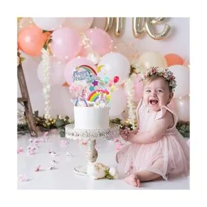 MOVINPE Decoración de pastel de unicornio 2 esculturas de_5