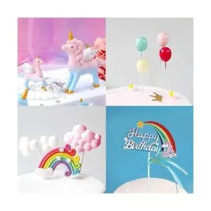 MOVINPE Decoración de pastel de unicornio 2 esculturas de_3