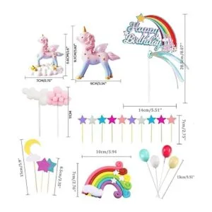 MOVINPE Decoración de pastel de unicornio 2 esculturas de_2
