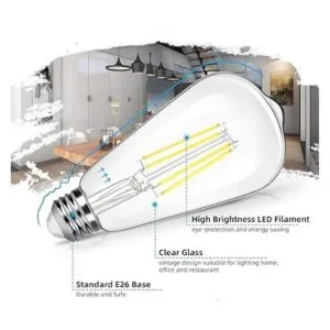 Paquete de 4 bombillas LED Edison vintage ST64 de 8 W
