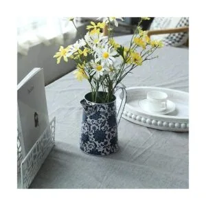 PHILPETY Shabby Chic Jarrón de metal con acabado