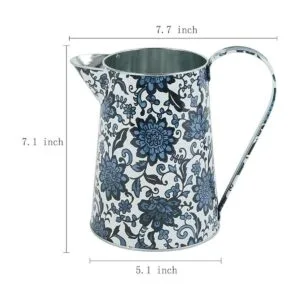 PHILPETY Shabby Chic Jarrón de metal con acabado