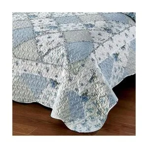 Juego de edredón de retazos azules tamaño Queen colcha_5