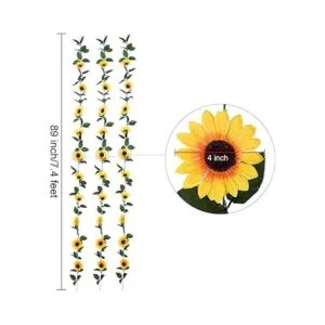 DearHouse Paquete de 3 guirnaldas de girasol artificiales