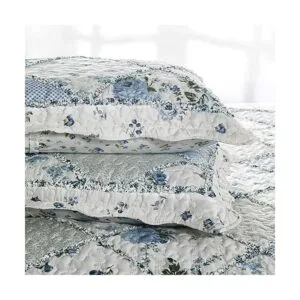 Juego de edredón de retazos azules tamaño Queen colcha_6