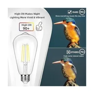 Paquete de 4 bombillas LED Edison vintage ST64 de 8 W