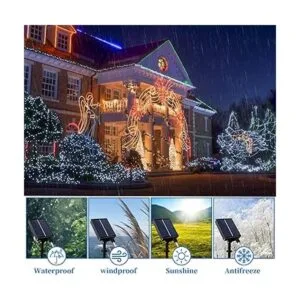Cuerda de luces solares para exteriores 66 pies 200 leds