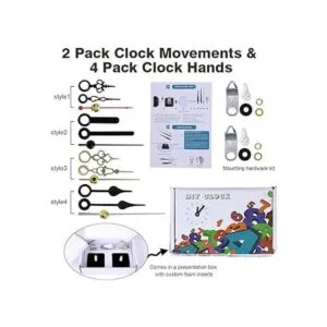 EMOON Paquete de 2 mecanismos de reloj sin tictac con 4