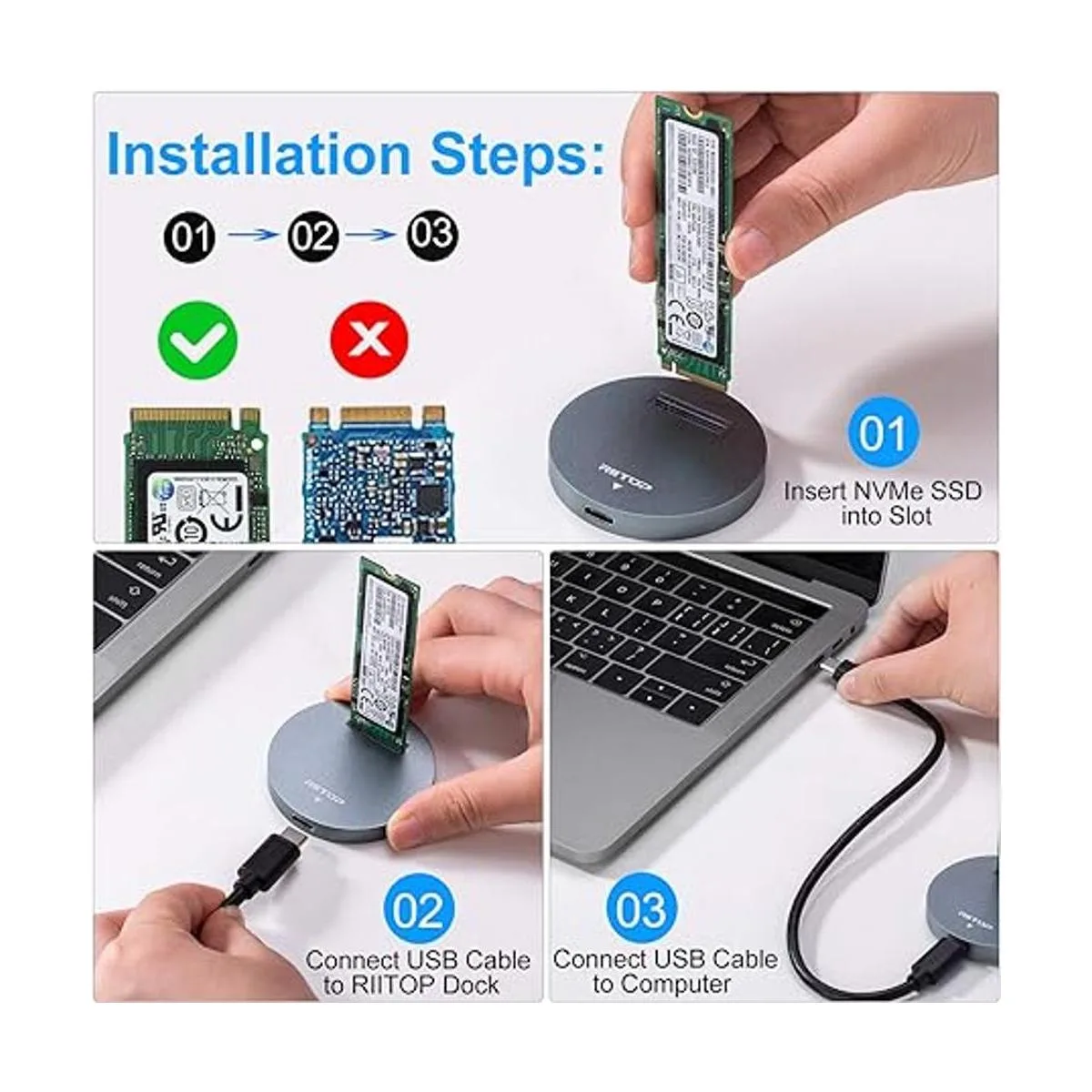 RIITOP NVMe to USB Docking Station External M.2 PCIe NVMe_5