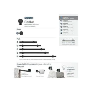 Radio 114 in 32 mm Diámetro Negro Mate Perilla de