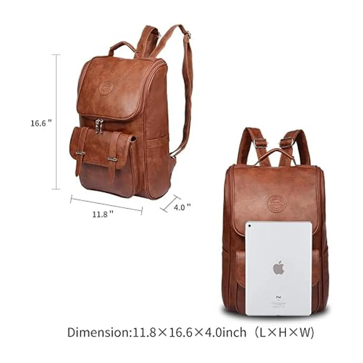 Mochila vintage de piel sintética mochila delgada para