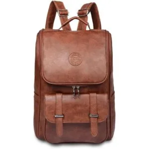 Mochila vintage de piel sintética mochila delgada para