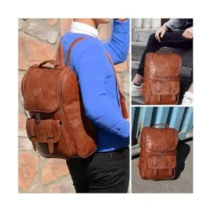 Mochila vintage de piel sintética mochila delgada para