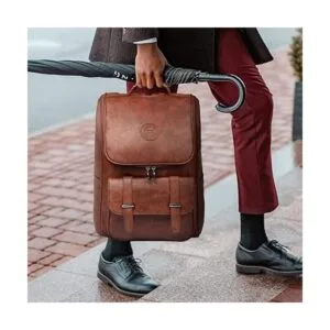 Mochila vintage de piel sintética mochila delgada para