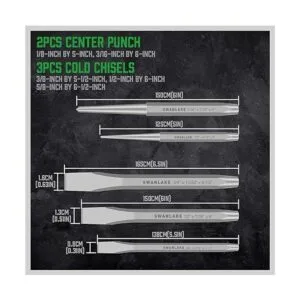 SWANLAKE Juego de 16 piezas de punzón y cincel incluye