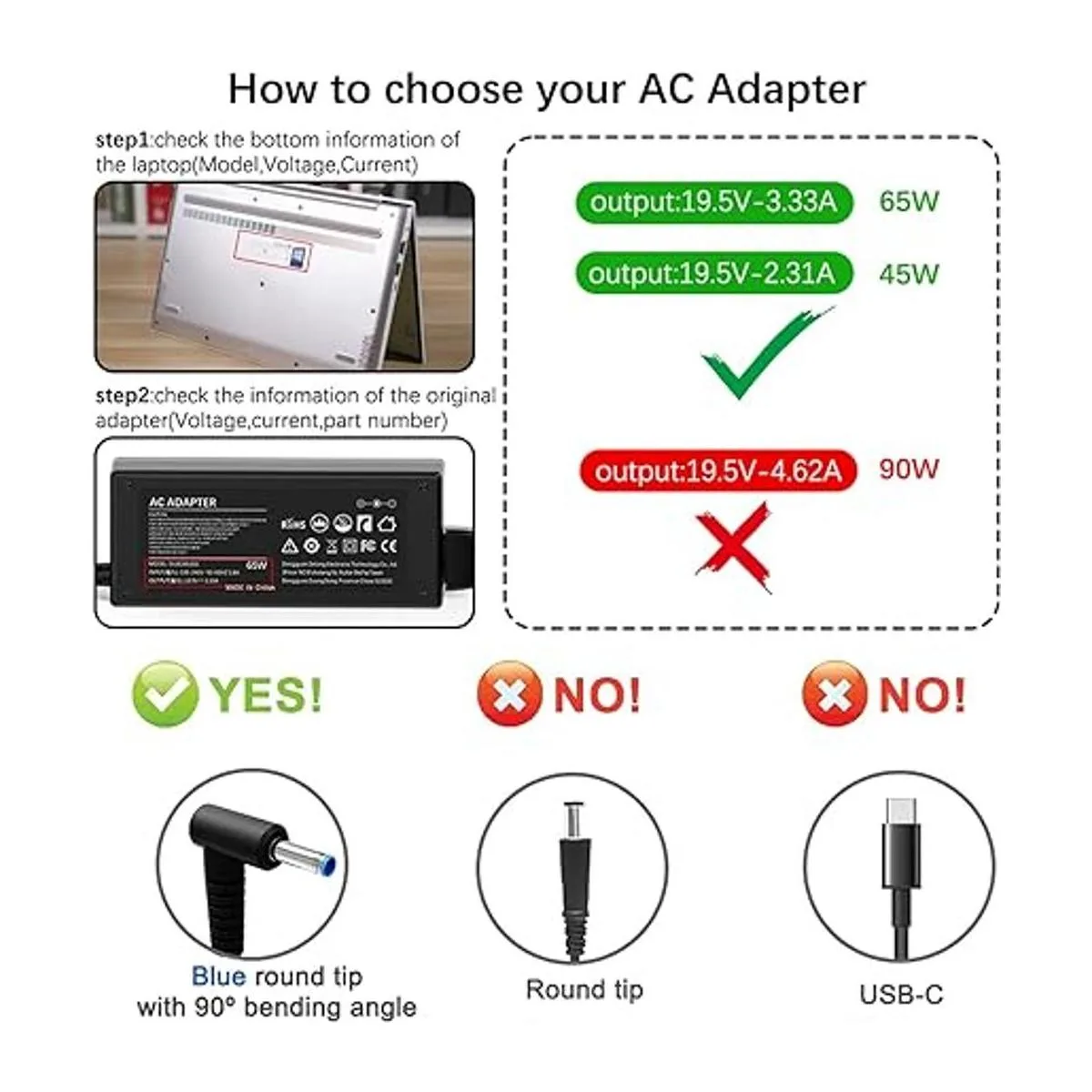 Adaptador de cargador de portátil de 65 W para HP_2