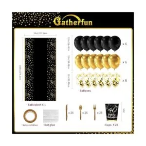 Gatherfun Suministros de fiesta de cumpleaños número 40