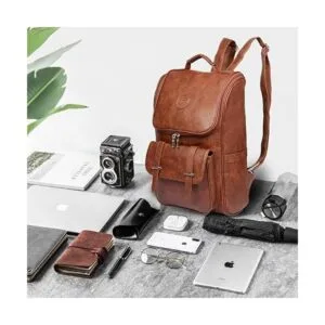 Mochila vintage de piel sintética mochila delgada para