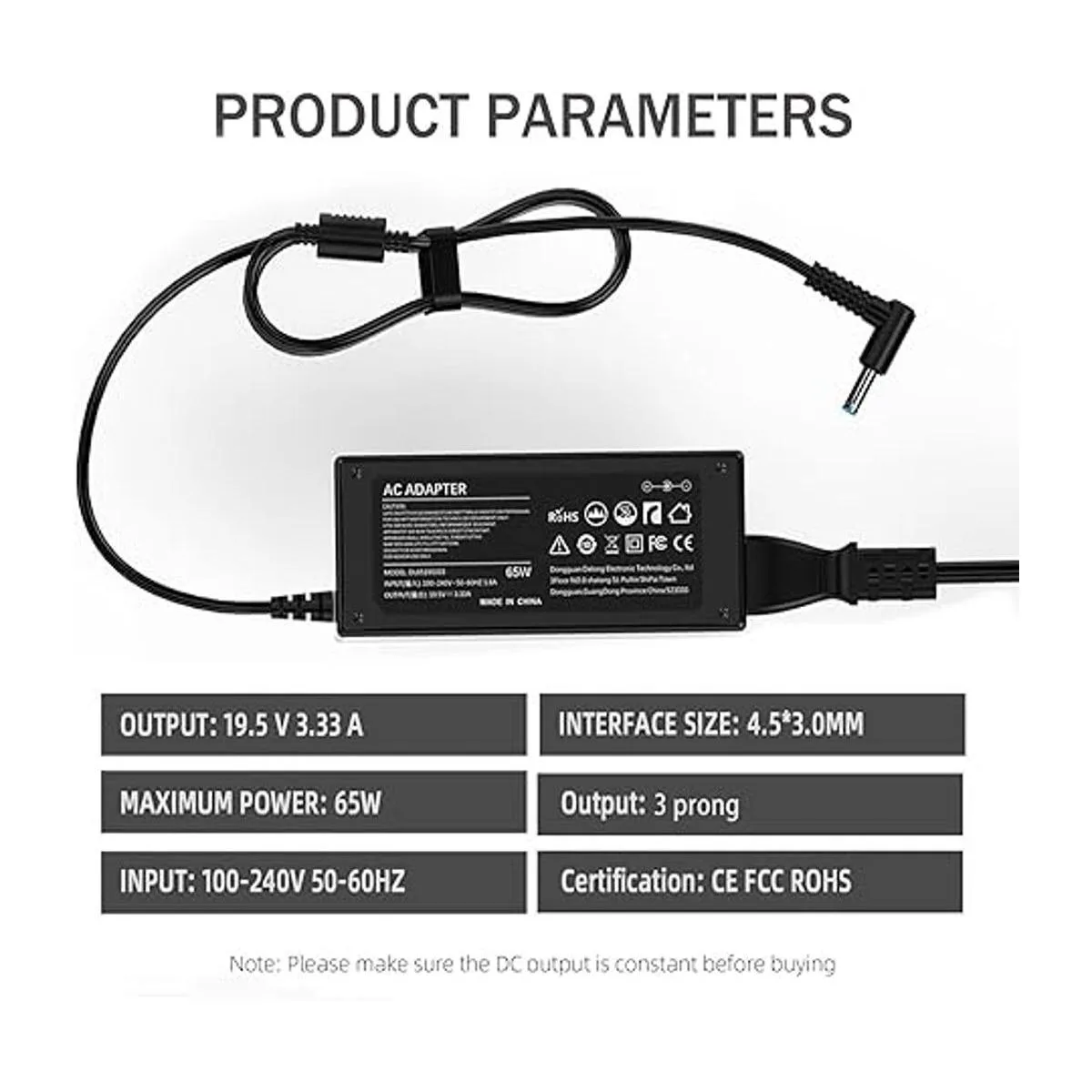 Adaptador de cargador de portátil de 65 W para HP_3