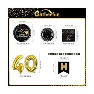 Gatherfun Suministros de fiesta de cumpleaños número 40