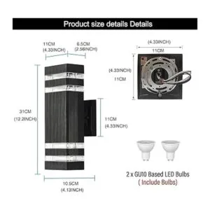 4 Packs 14W 12inch LED Square UpDown Wall Lights 4000K