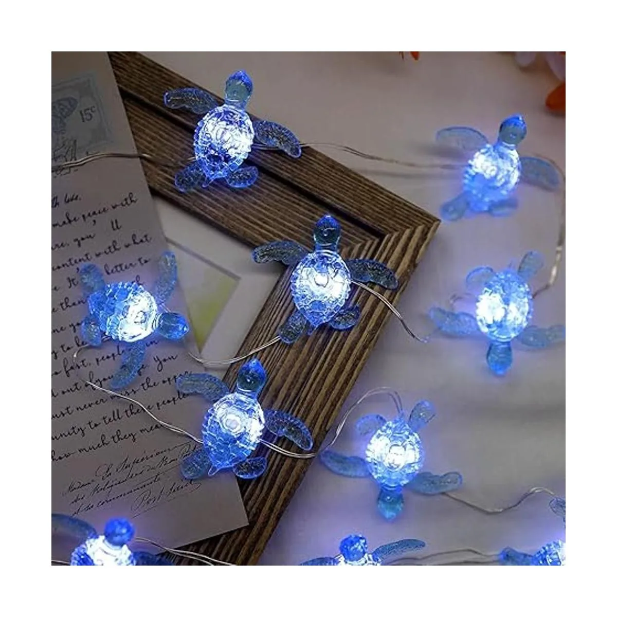 Guirnalda de luces de tortuga marina azul para decoración_3
