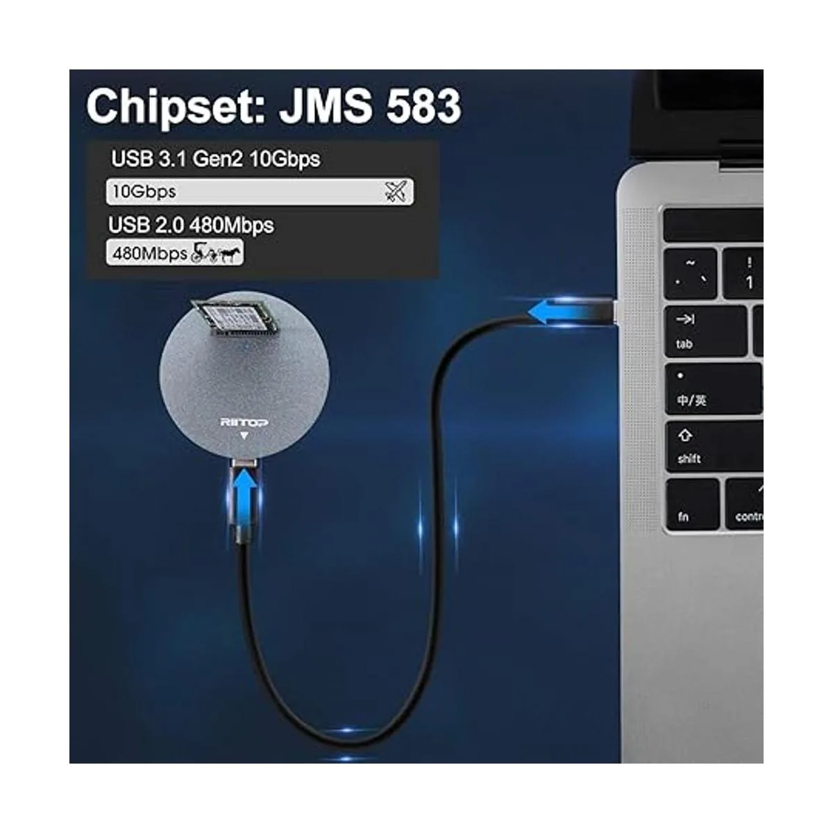 RIITOP NVMe to USB Docking Station External M.2 PCIe NVMe_3