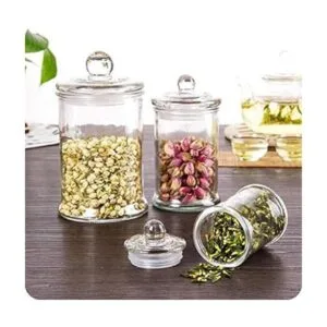 Suwimut Juego de 3 tarros de boticario de cristal con