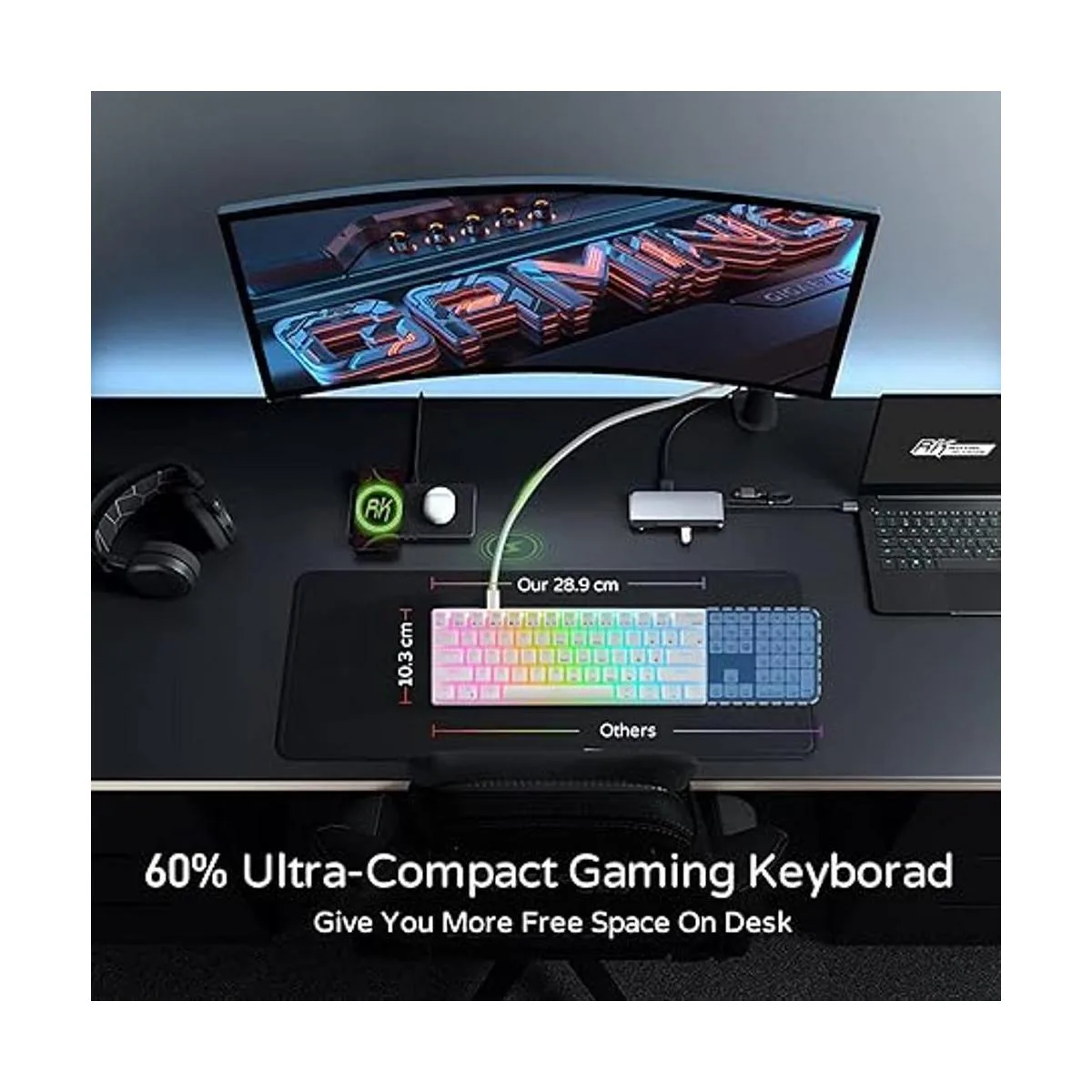 RK ROYAL KLUDGE RK61 Teclado mecánico para juegos con_5