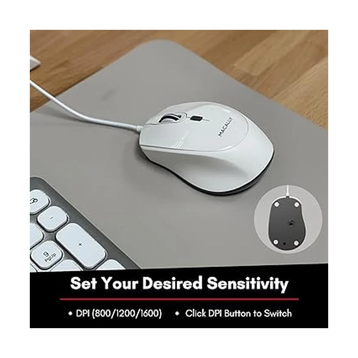 Macally Ratón USB con cable para Mac o PC simple suave_2