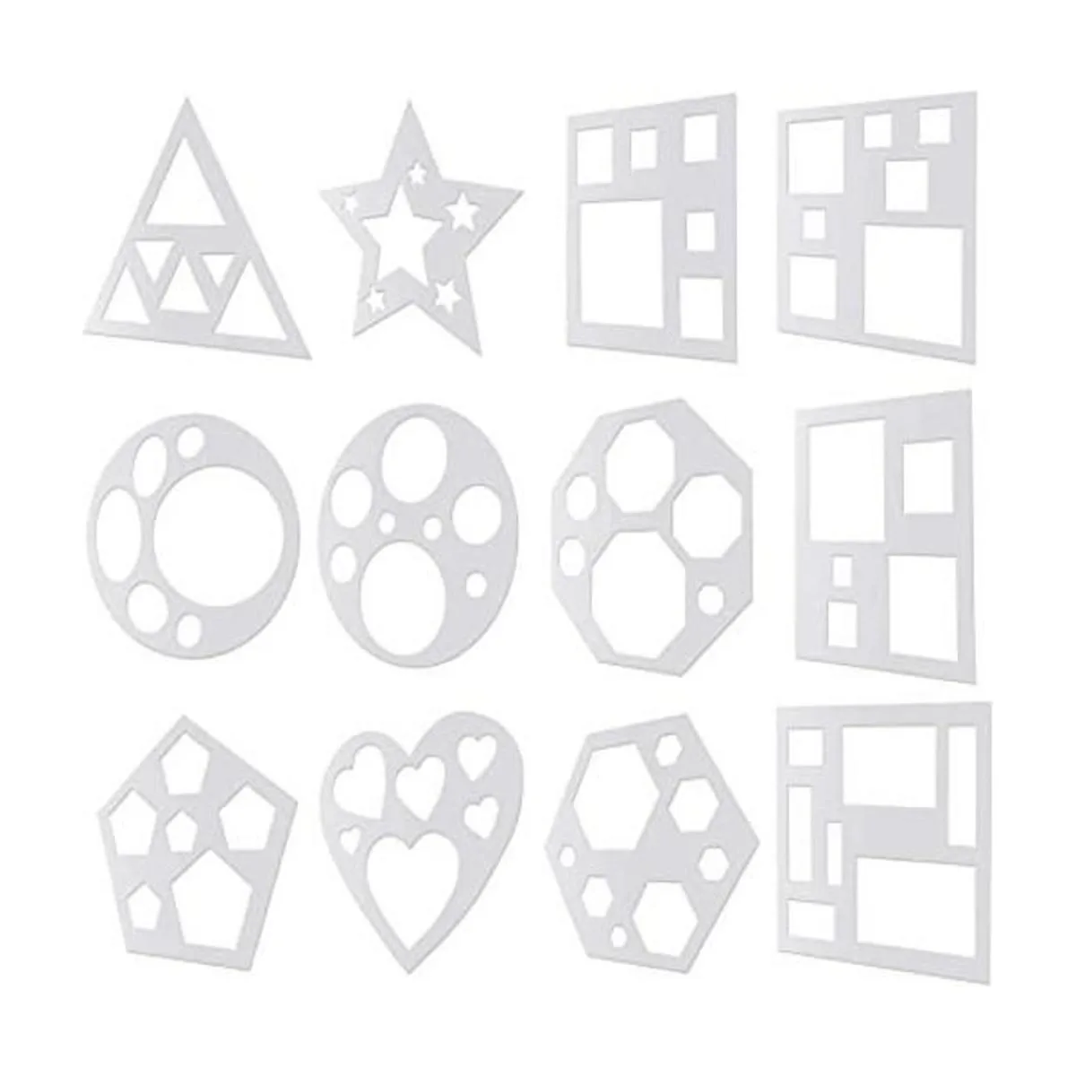 Juego de 12 plantillas de tiza de plástico para dibujo