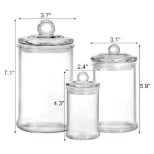 Suwimut Juego de 3 tarros de boticario de cristal con