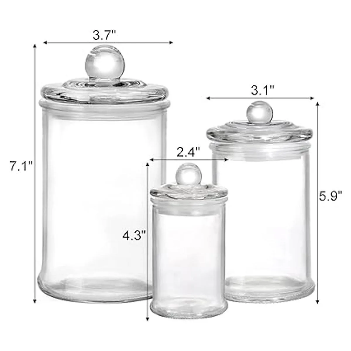 Suwimut Juego de 3 tarros de boticario de cristal con