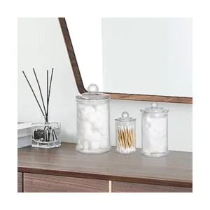 Suwimut Juego de 3 tarros de boticario de cristal con